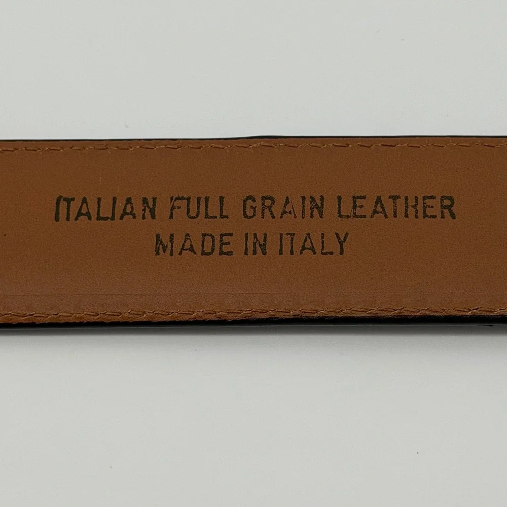 Roundtree & Yorke Belt Men 40 Black Italian Full Grain Leather Brass Buckle 1688